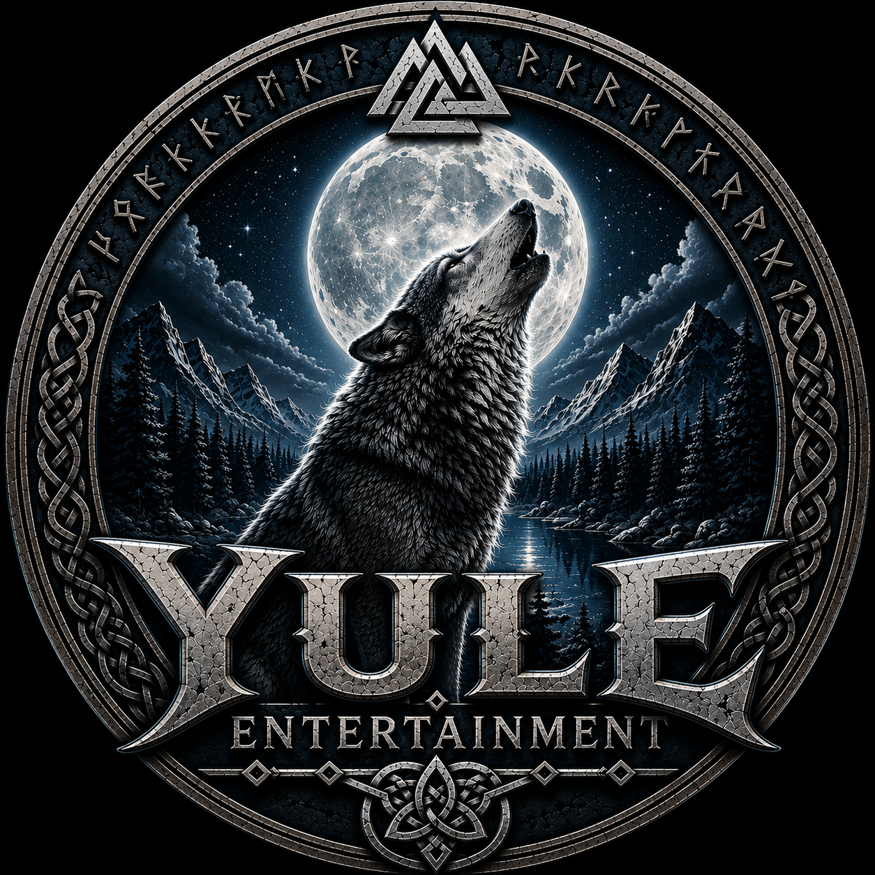 Yule Entertainment wolf and moon logo